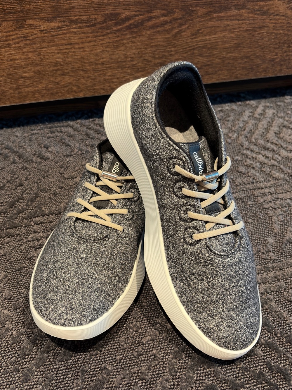 allbirds Men’s Wool Sneakers in Gray with Cream Laces